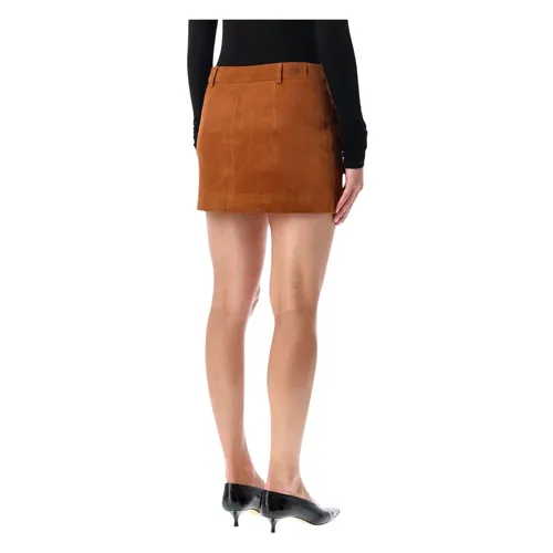 Hazelnut Suede Mini Skirt Aw25 - The Garment - Modalova