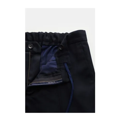Adjustable Blue Wool Pants with Drawstring - Incotex - Modalova
