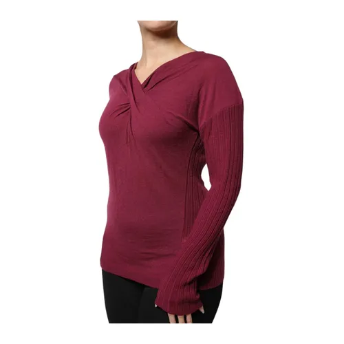 Maroon Keyhole Knit Wool Sweater - Roberto Cavalli - Modalova