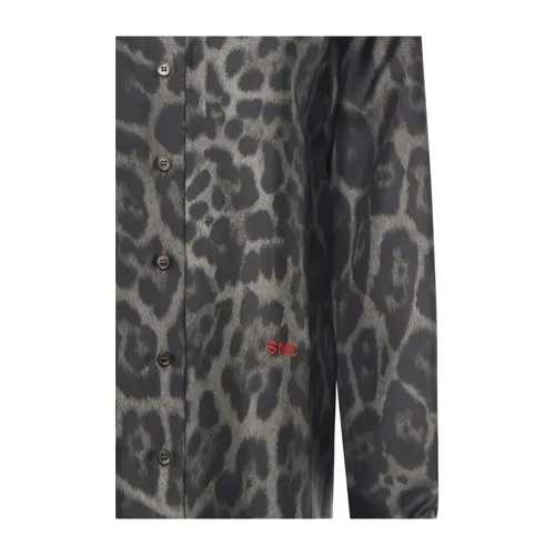 Leopard Print Button Shirt Grey - Stella McCartney - Modalova