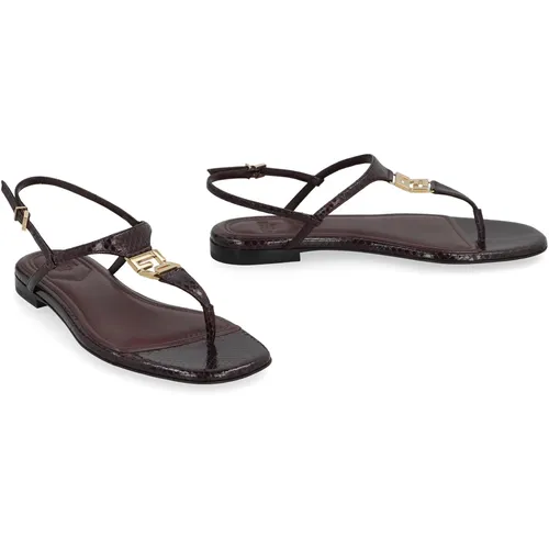 Python Leather Sandals with Ankle Strap - Fendi - Modalova