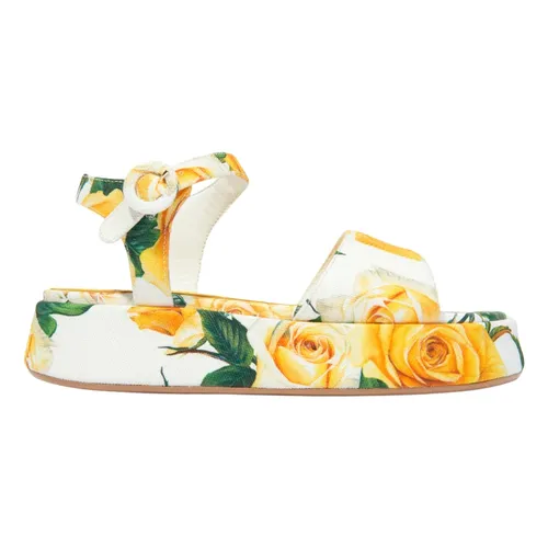 Girls Canvas Rose Print Sandals - Dolce & Gabbana - Modalova