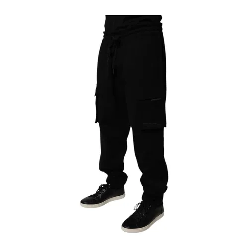 Black Cargo Jogger Sweatpants with Drawstring - Dolce & Gabbana - Modalova