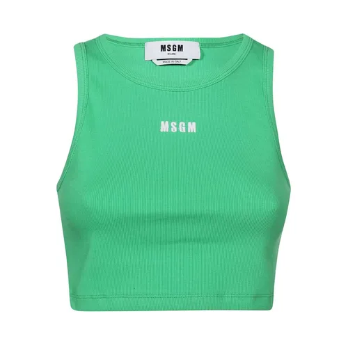 Ribbed Tank Top with Front Logo - Msgm - Modalova