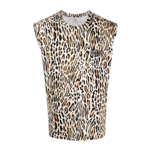 Leopard Print Logo Tank Top - Moschino - Modalova
