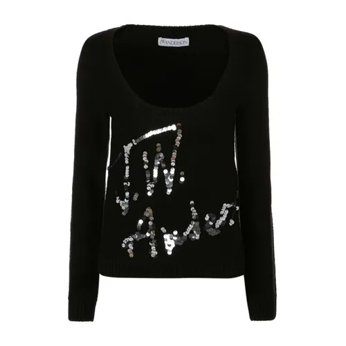 Sequin Logo Wool Sweater - JW Anderson - Modalova