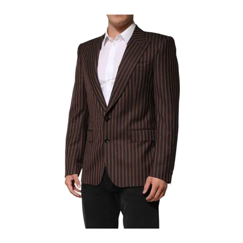 Striped Wool Blazer with Silk Lining - Dolce & Gabbana - Modalova