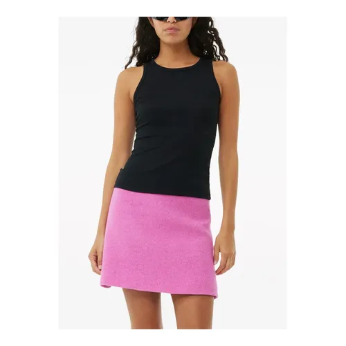 Soft Cotton Rib Tank Top - Ganni - Modalova