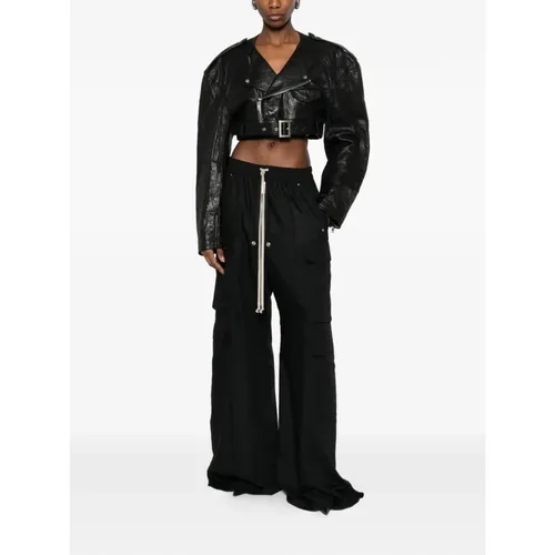 Cropped Leather Jacket - Rick Owens - Modalova