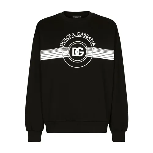 Jersey Sweatshirt with DG Logo Print - Dolce & Gabbana - Modalova