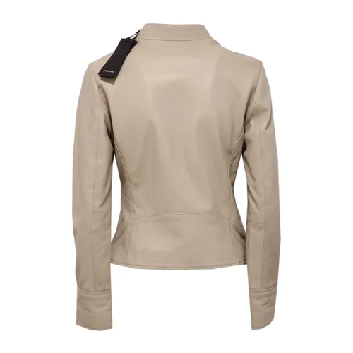 Soft Beige Leather Jacket - Pinko - Modalova