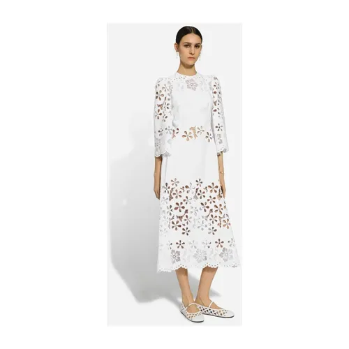 White Cotton Cut-Out Dress - Dolce & Gabbana - Modalova
