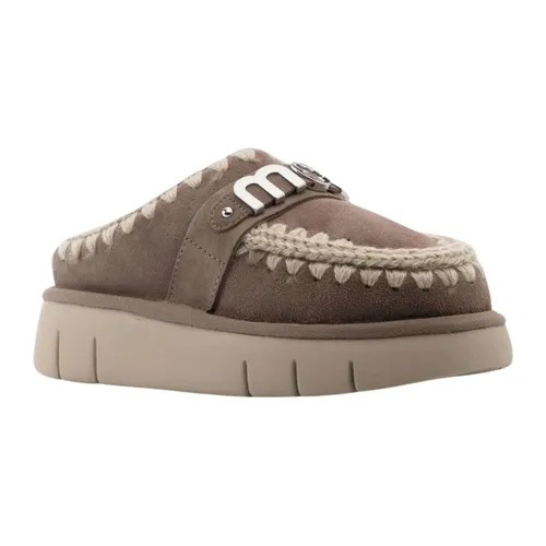 Grey Shearling Slip-On Flat Shoes - Mou - Modalova