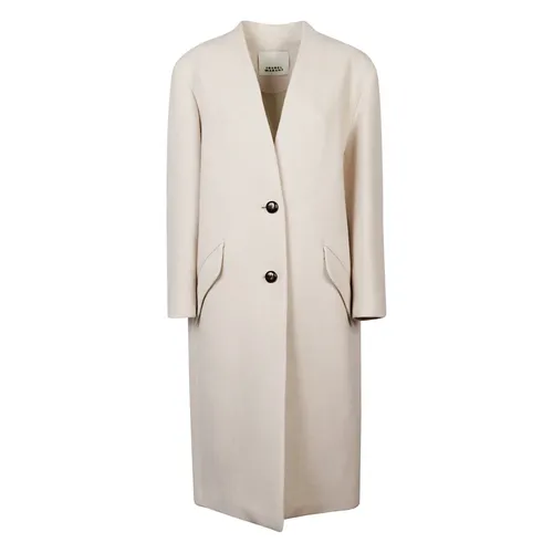Beige Long Coat with Button Fastening - Isabel Marant - Modalova