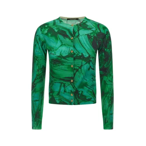 Green Malachite Print Cardigan Female - Roberto Cavalli - Modalova