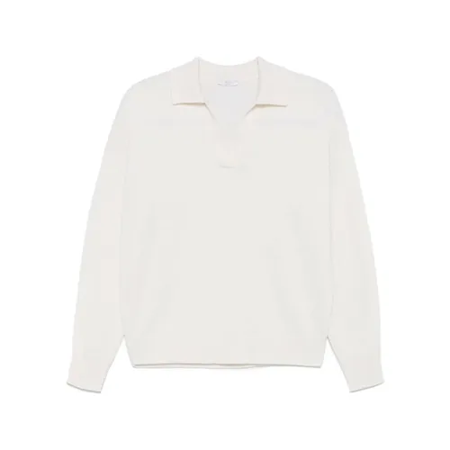 White Knitted Polo Top - Peserico - Modalova