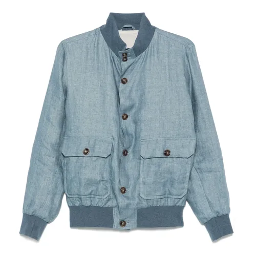 Linen Buttoned Jacket - Barba - Modalova
