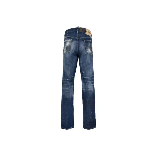 Men's Button Jeans with Leather Patch - Dsquared2 - Modalova