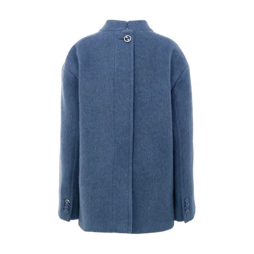 Light Blue Wool Caban Jacket - Gucci - Modalova