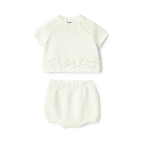 White Cotton Two-Piece Baby Dress Set - Il Gufo - Modalova