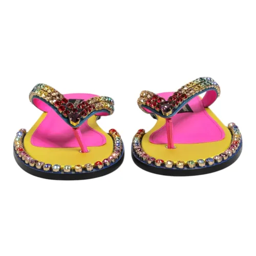 Multicolor Rhinestone Flat Sandals - Dolce & Gabbana - Modalova