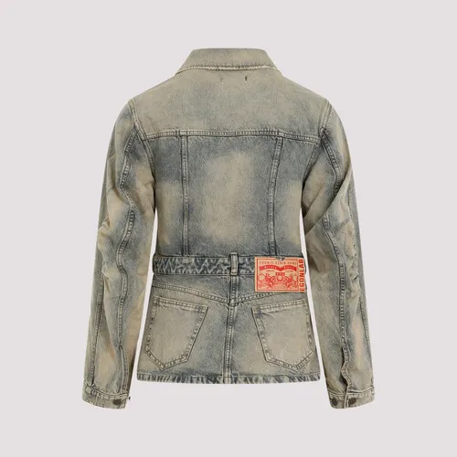 Champagne Stonewashed Cutout Denim Jacket - EgonLab - Modalova
