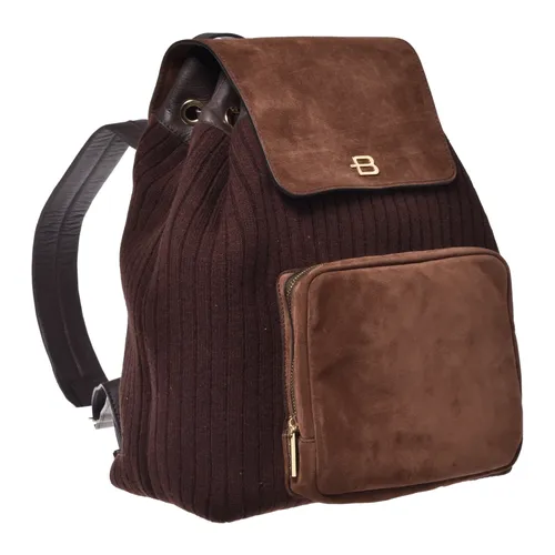 Suede Leather and Knitted Rucksack - Baldinini - Modalova