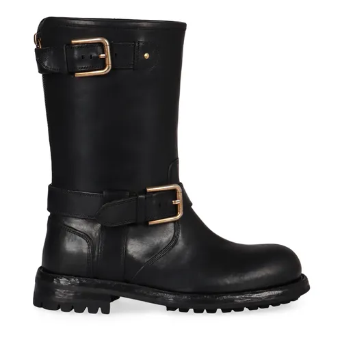 Calfskin Biker Boots - Dolce & Gabbana - Modalova