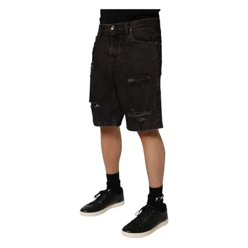 Tattered Denim Bermuda Shorts - Dolce & Gabbana - Modalova