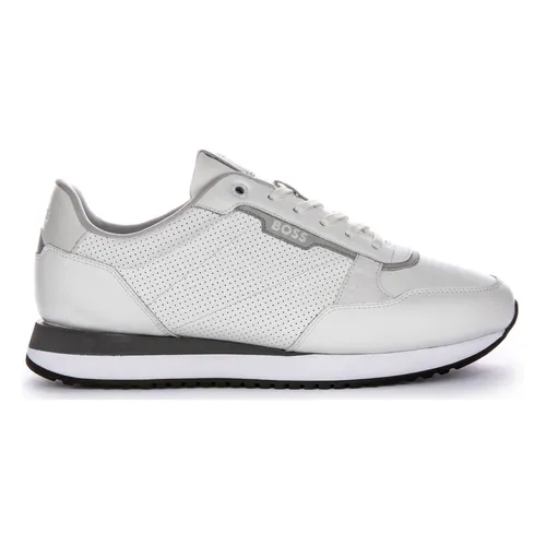 White Synthetic Trainers with Geometrical Pattern - Hugo - Modalova