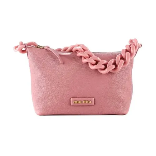 Logo-Patch Leather Bag - Miu Miu - Modalova