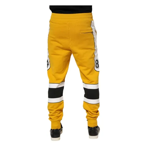 Yellow Cotton Drawstring Jogger Pants - Dolce & Gabbana - Modalova