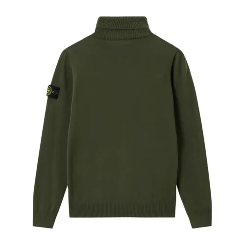 Turtleneck Wool Sweater with Logo Patch - Stone Island - Modalova
