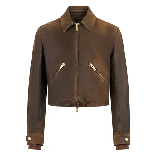 Cropped Leather Biker Jacket - Golden Goose - Modalova