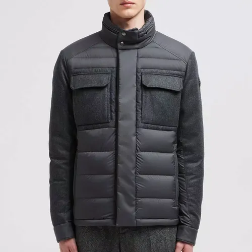 Short Down Jacket with Wool Details - Moncler - Modalova
