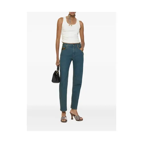 Dalia Check Pocket Straight Jeans - Burberry - Modalova