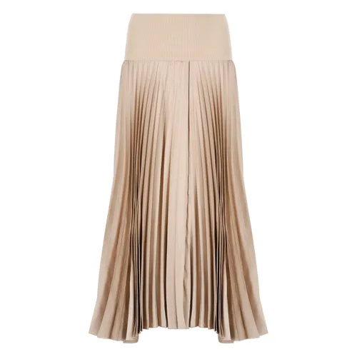 Beige Pleated Wool Skirt - D.Exterior - Modalova