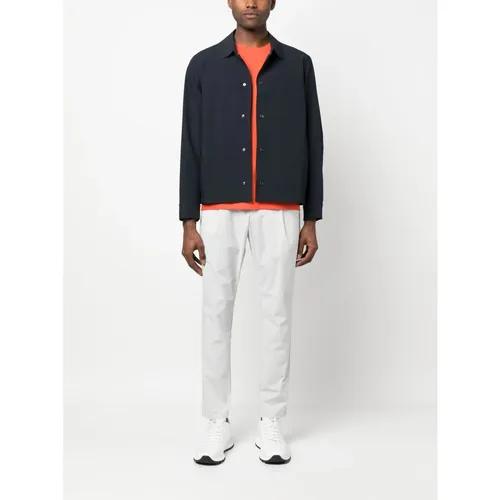 Blue Oxford Shirt Jacket - Herno - Modalova