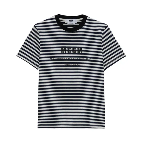 Two-tone Striped T-Shirt - Msgm - Modalova