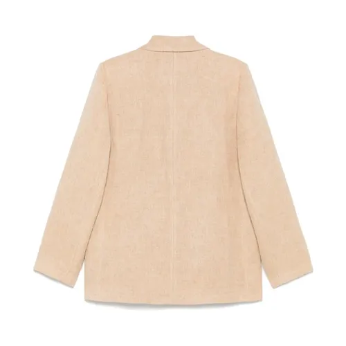 Beige Linen Blazer with Button Fastening - Antonelli Firenze - Modalova