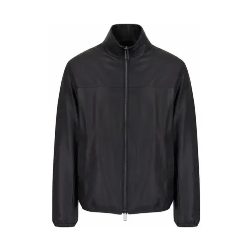 Luxury Lamb Leather Bomber Jacket - Armani - Modalova
