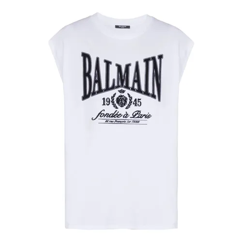 Relaxed Printed Tank Top - Balmain - Modalova