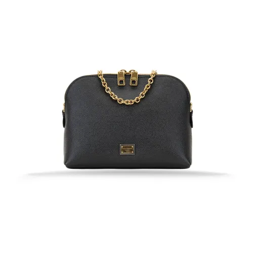Mini Leather Shoulder Bag with Logo - Dolce & Gabbana - Modalova