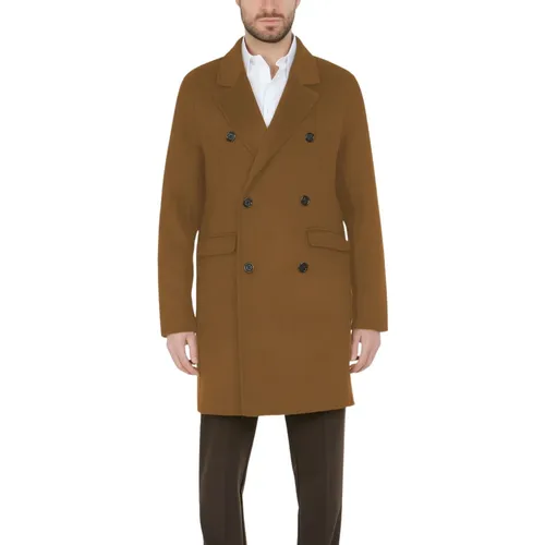 Camel Wool Blend Coat - Paolo Pecora - Modalova