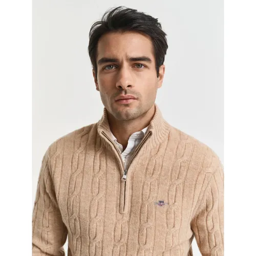Beige Lambswool Cable Half Zip Sweater - Gant - Modalova