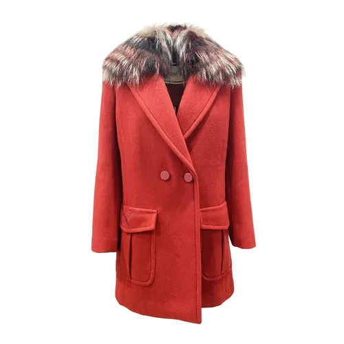Fur Collar Wool Coat - Fendi - Modalova