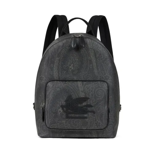 Black Paisley Pattern Backpack with Logo - Etro - Modalova