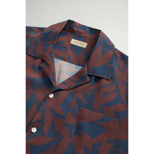 Blue Leaf Print Camp Shirt - Woolrich - Modalova