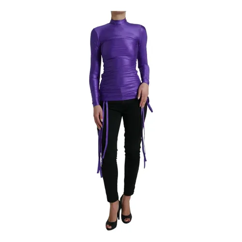 Stretch Long Sleeve Top with Back Zipper Closure - Dolce & Gabbana - Modalova