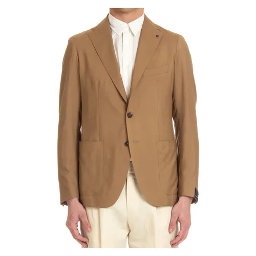 Camel Wool Silk Slim Fit Jacket - Tagliatore - Modalova